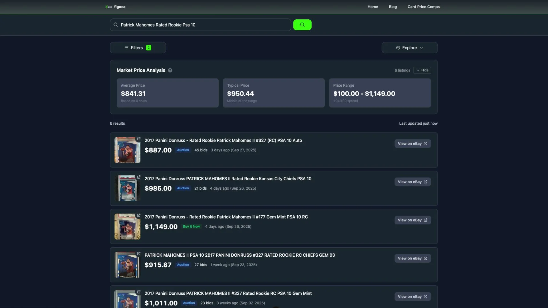 figoca comps search results UI