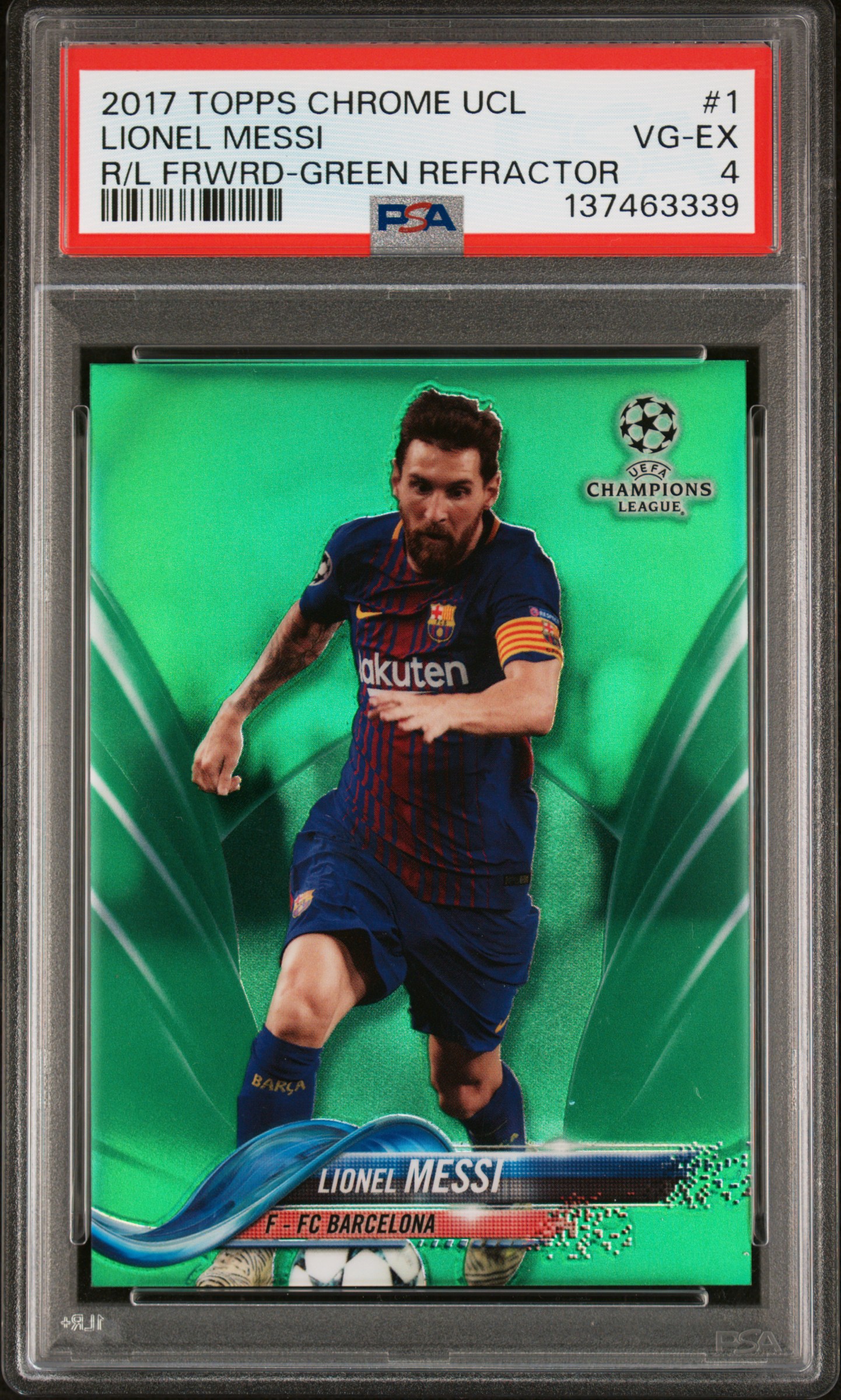 Front of the Messi card graded PSA 4