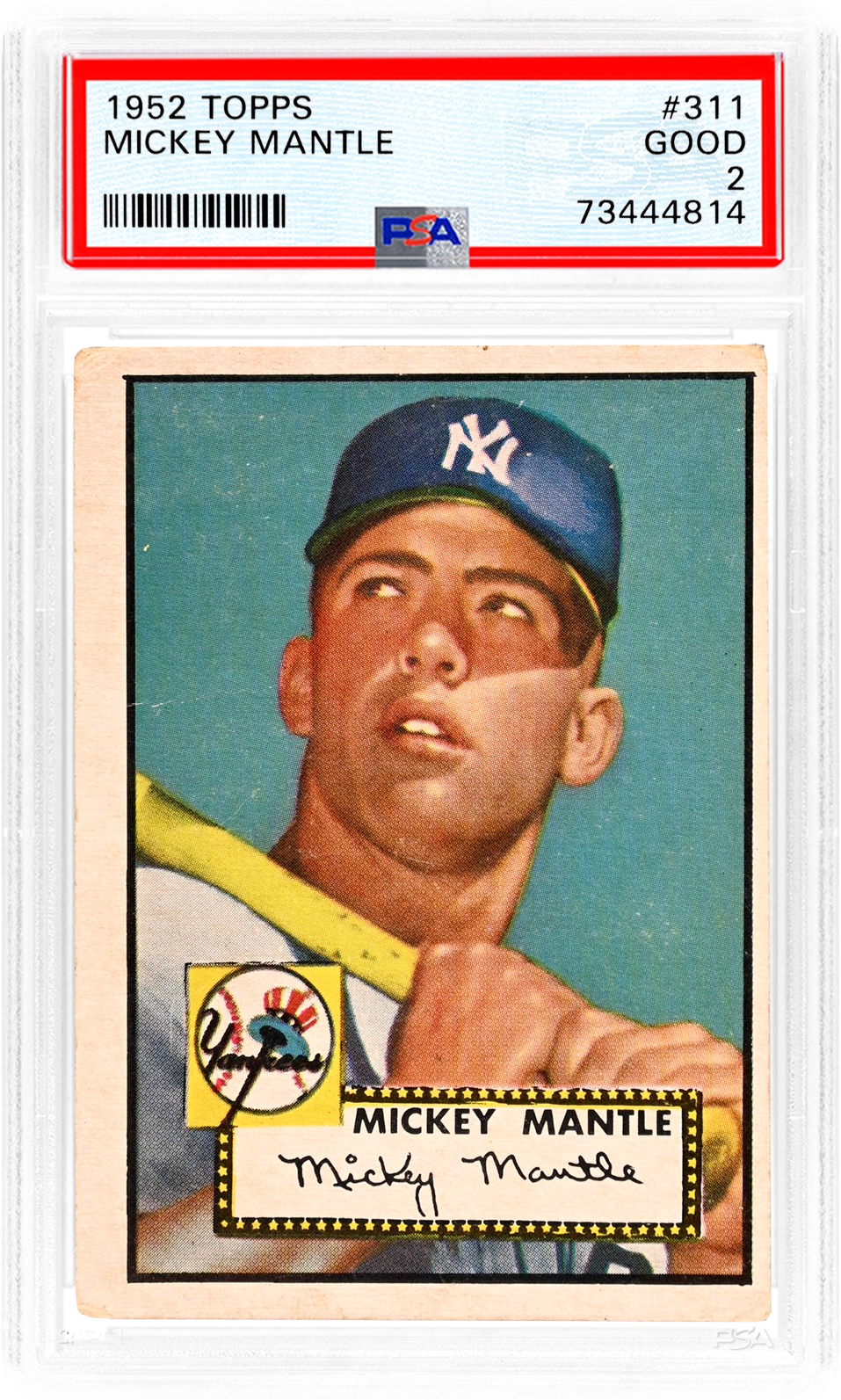 PSA label example for PSA 2.5 GOOD+ (overlay on PSA 2 label)