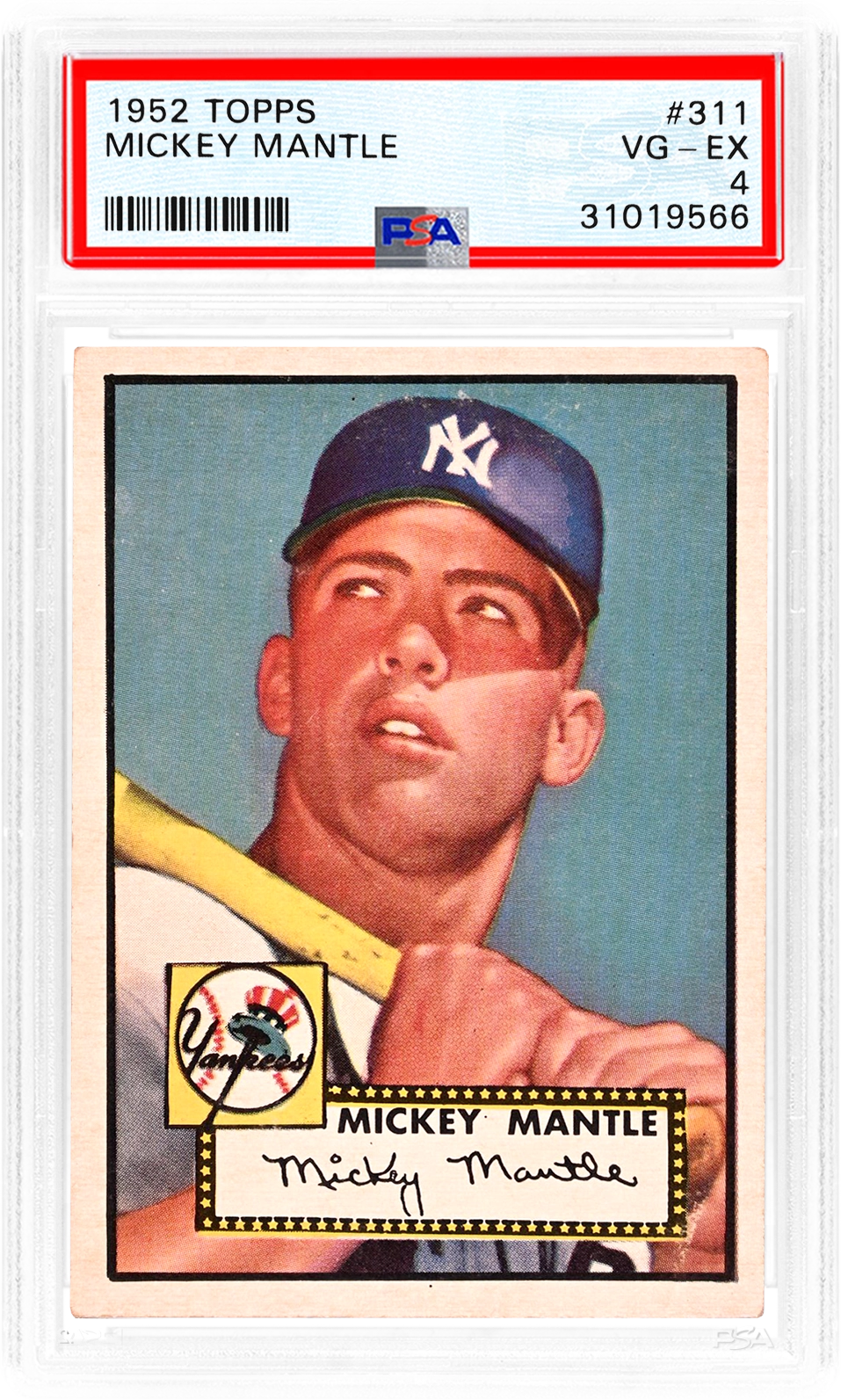 PSA label example for PSA 4.5 VG-EX+ (overlay on PSA 4 label)