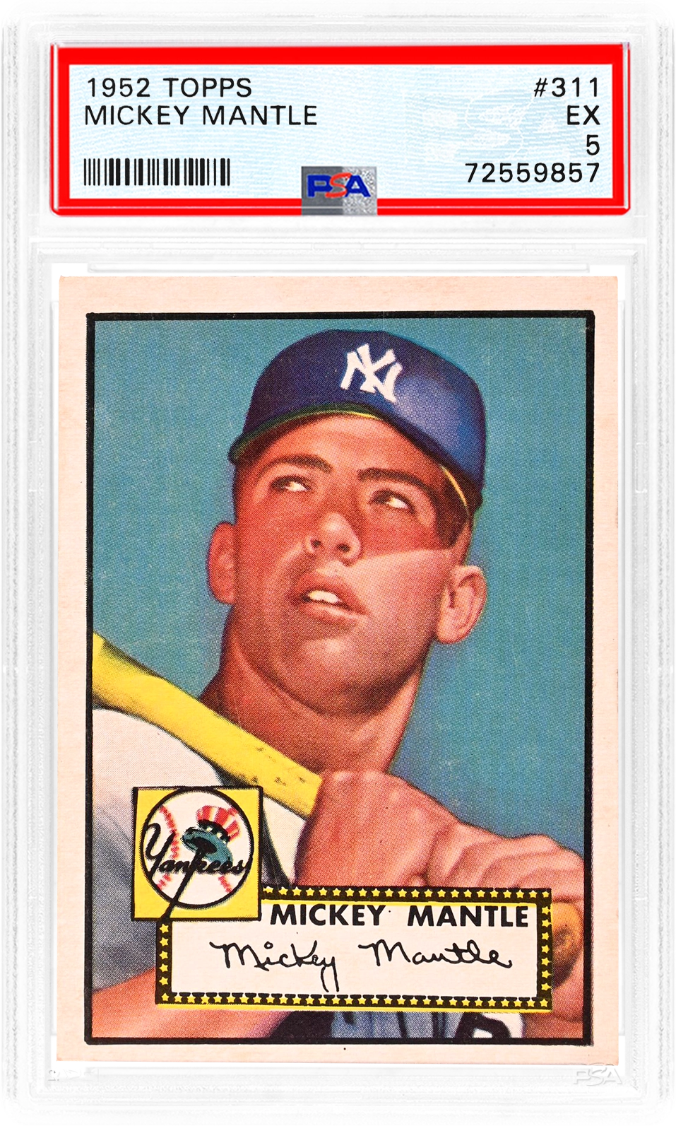 PSA label example for PSA 5.5 EX+ (overlay on PSA 5 label)