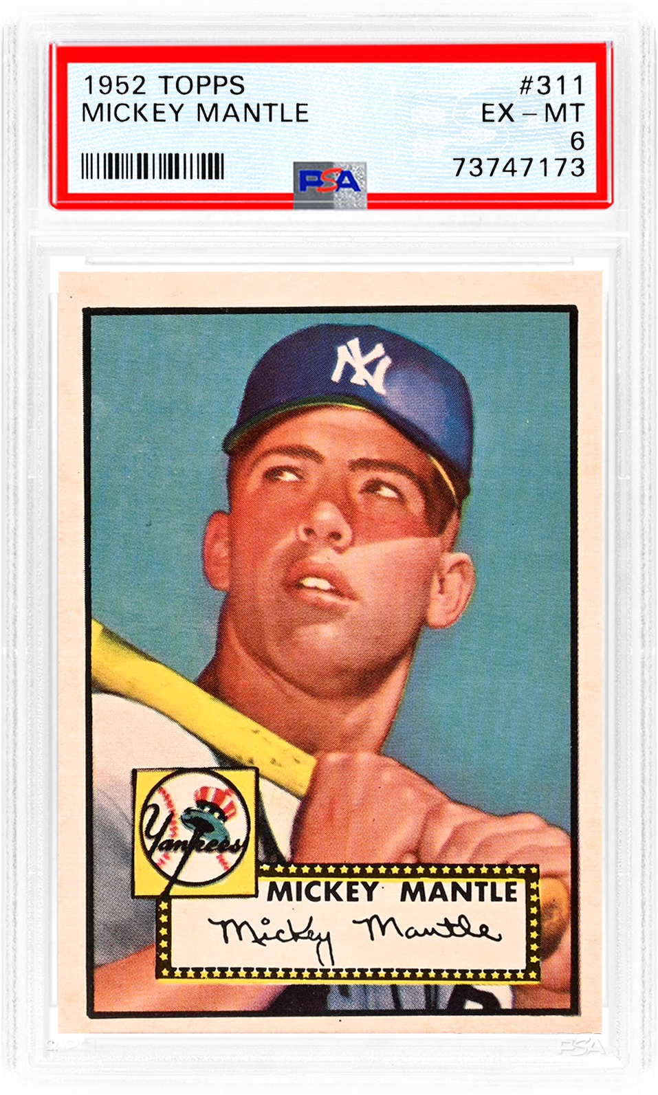 PSA label example for PSA 6.5 EX-MT+ (overlay on PSA 6 label)