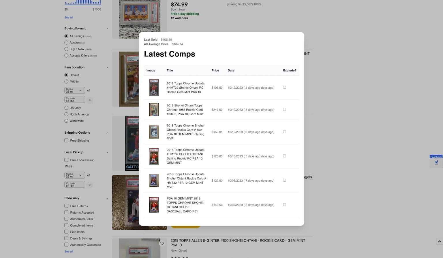 figoca on ebay list page - deal indicator clicked
