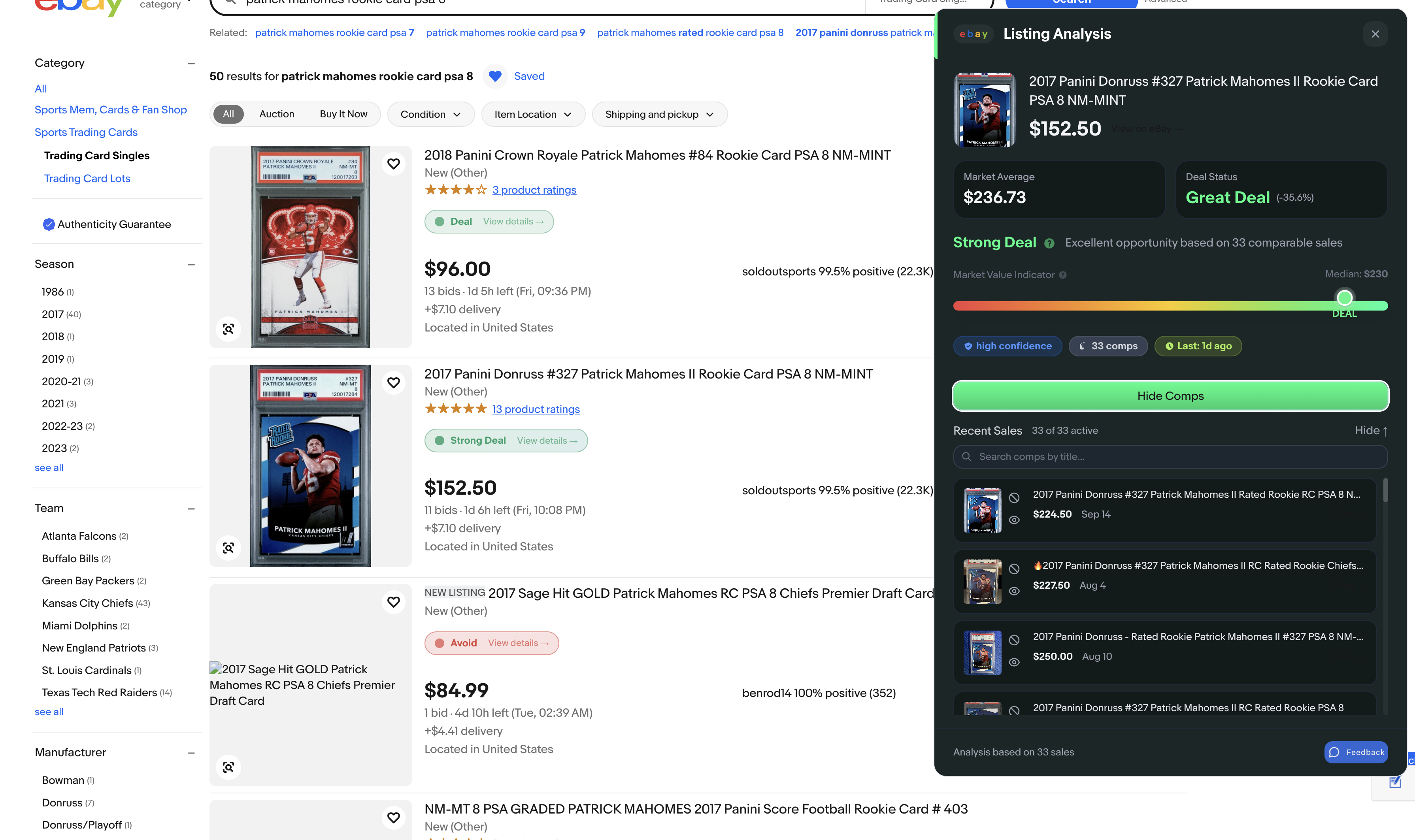 figoca Extension - see trading card comps directly on ebay