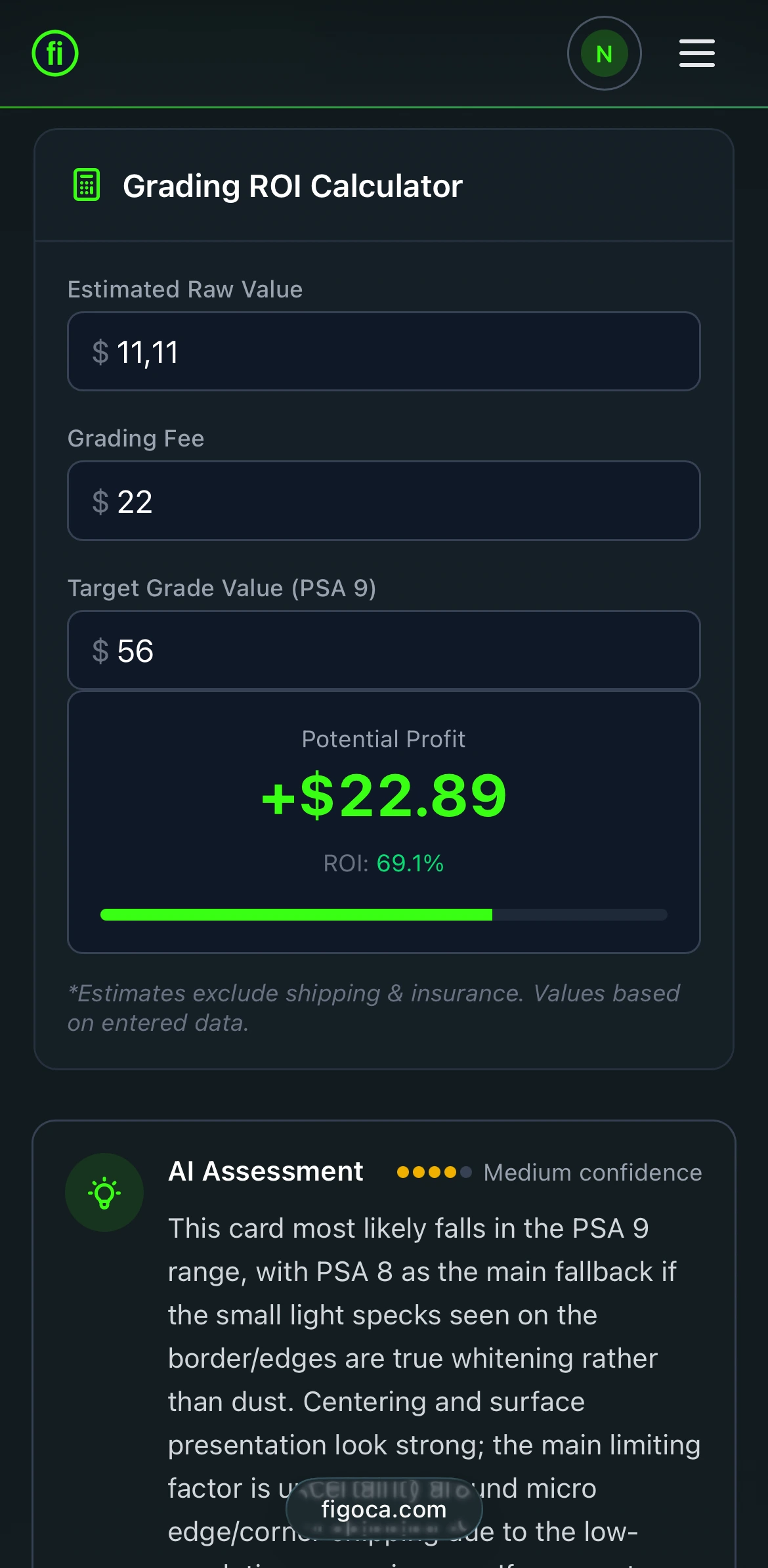 Pro feature: Grading ROI calculator with fees and expected return