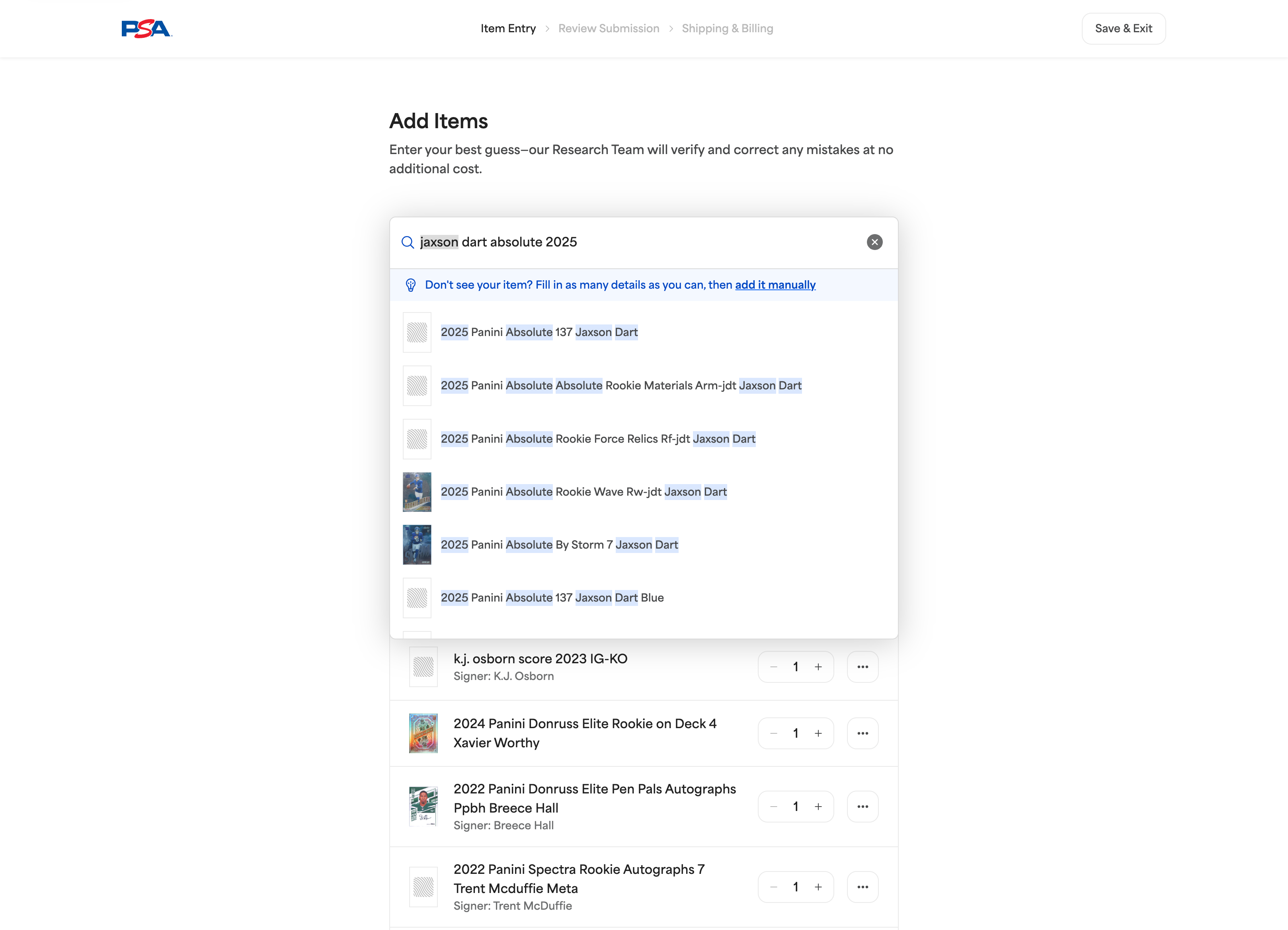 Search for Your Card