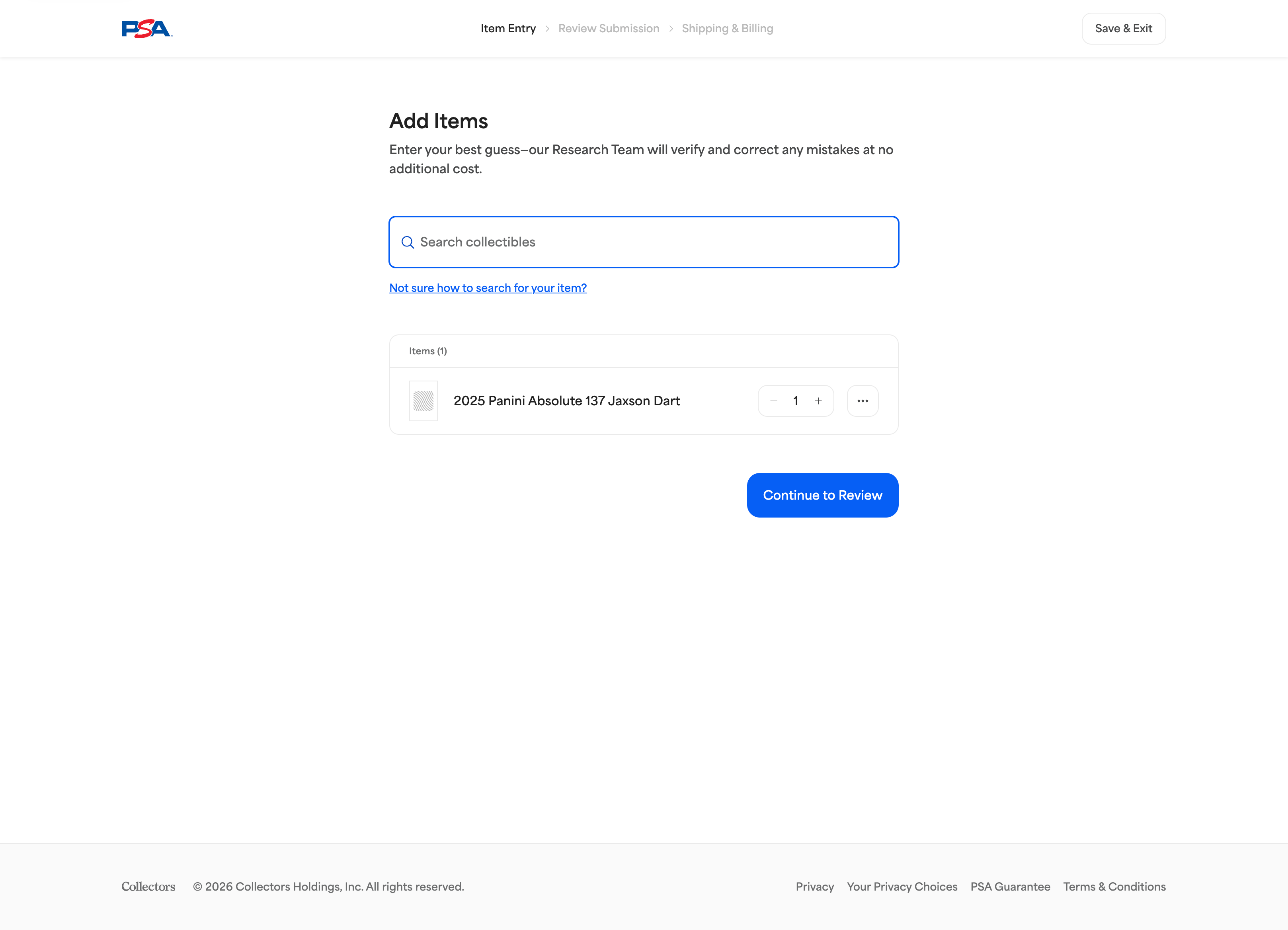 Item Added — Ready to Review